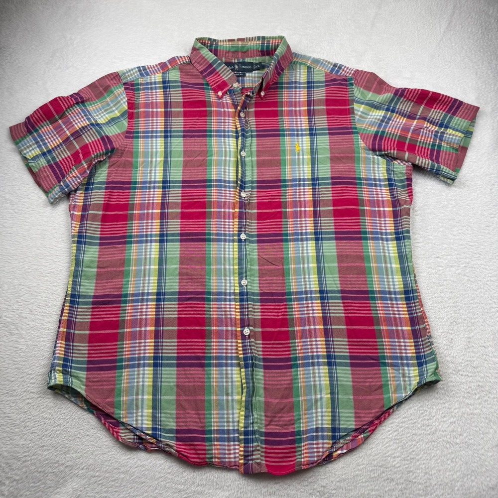 Ralph Lauren Plaid Button Down Shirt Mens XL Multi-Color Classic Fit Cotton